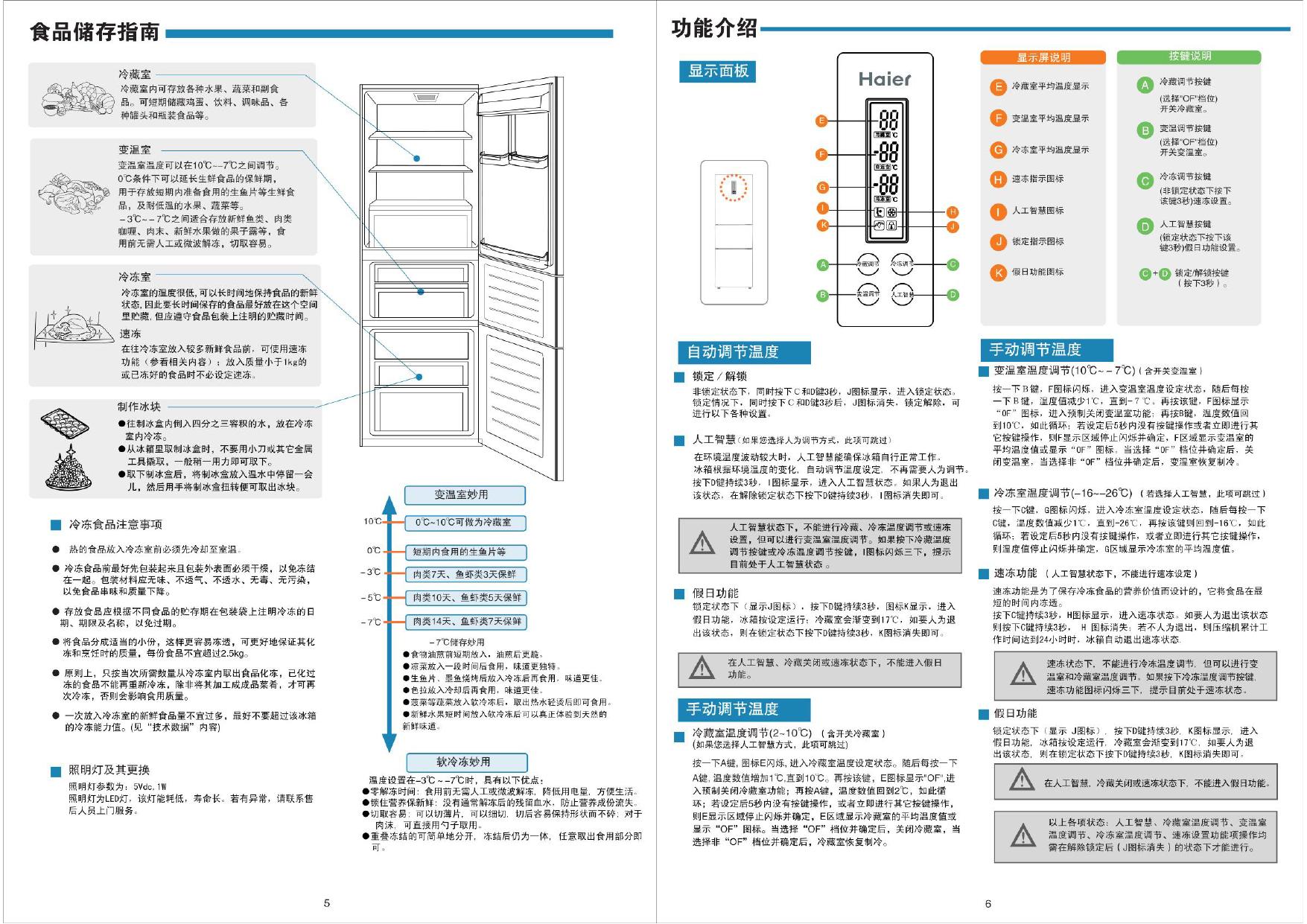 海尔 BCD-226SDCZ电冰箱 使用说明书