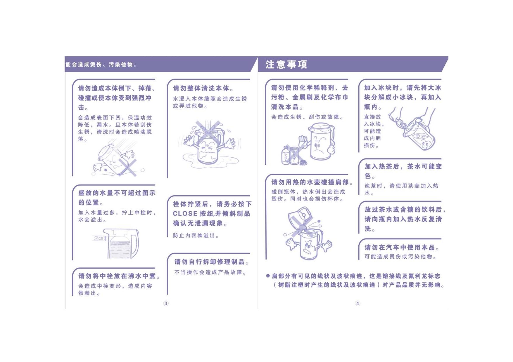 虎牌 PRM-A190型(把手按压式)桌上热水瓶 使用说明书