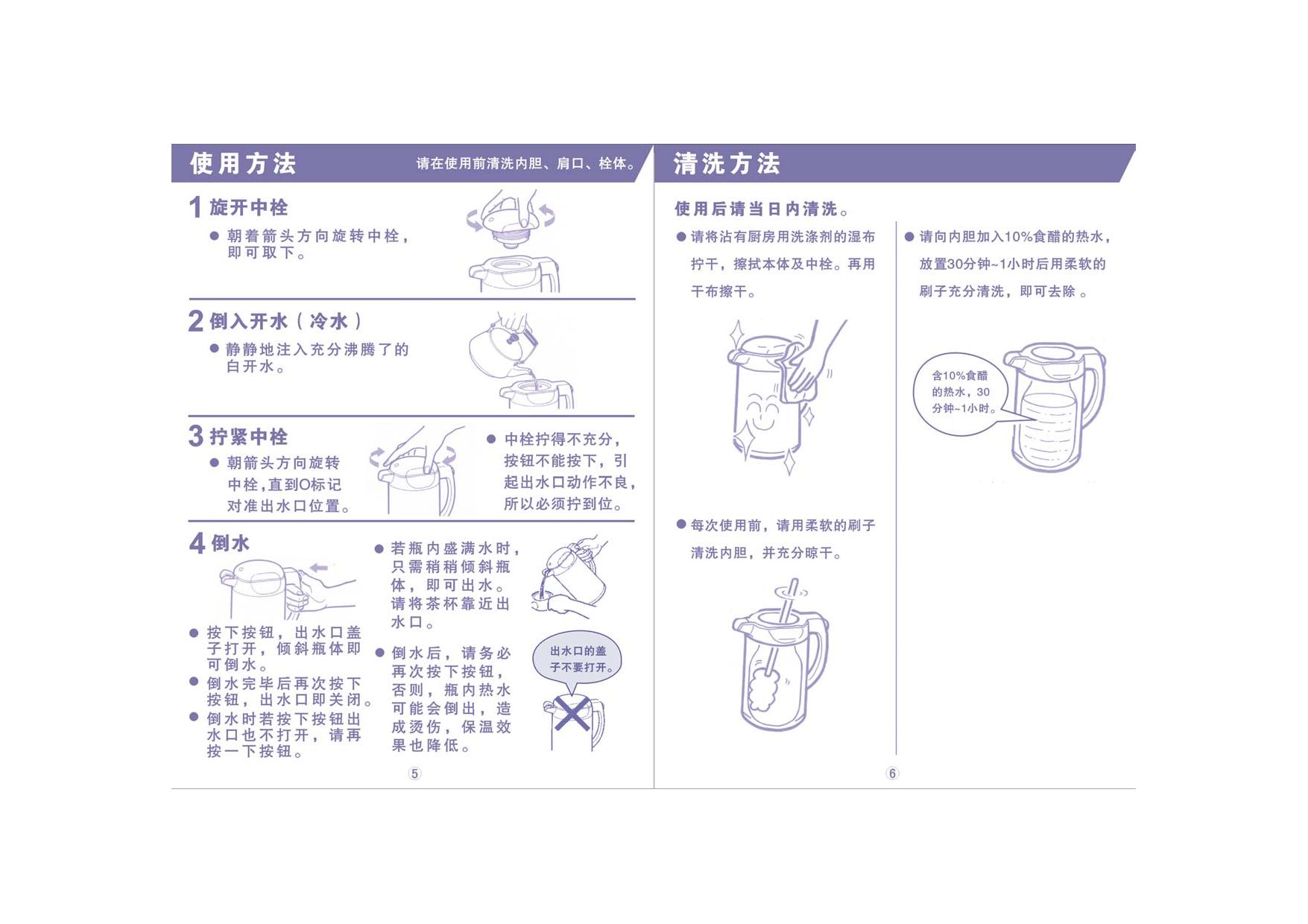 虎牌 PRM-A190型(把手按压式)桌上热水瓶 使用说明书