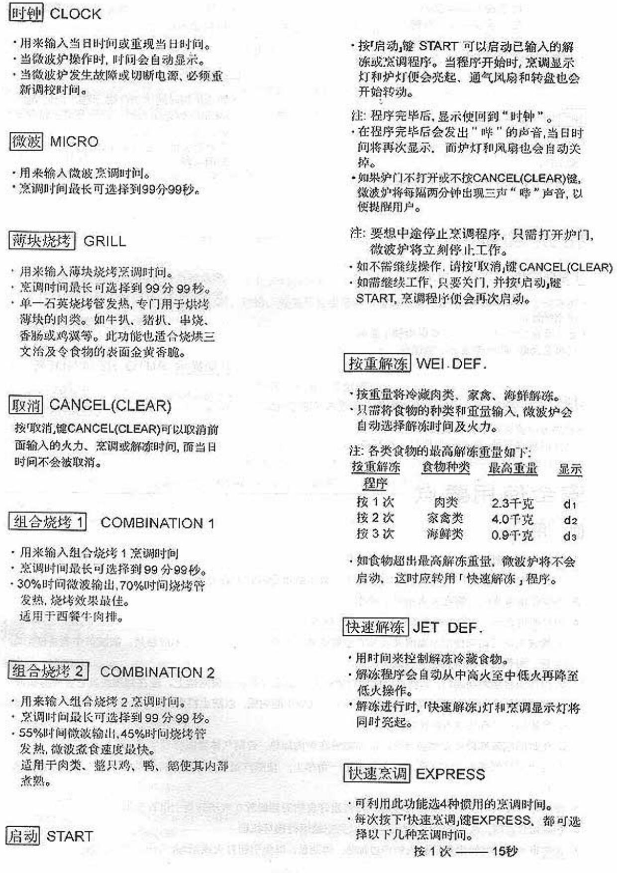格兰仕 WD750ASL23微波炉 说明书 免费版