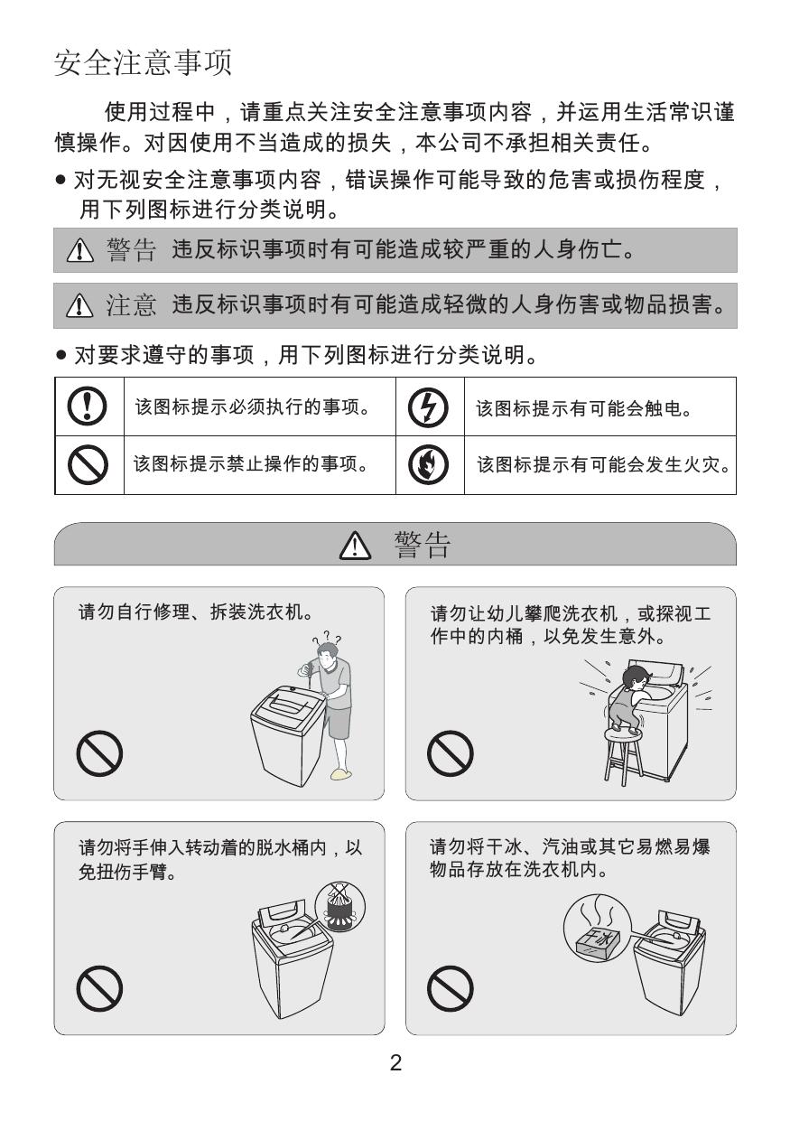 小天鹅TB80-8168H洗衣机使用说明书