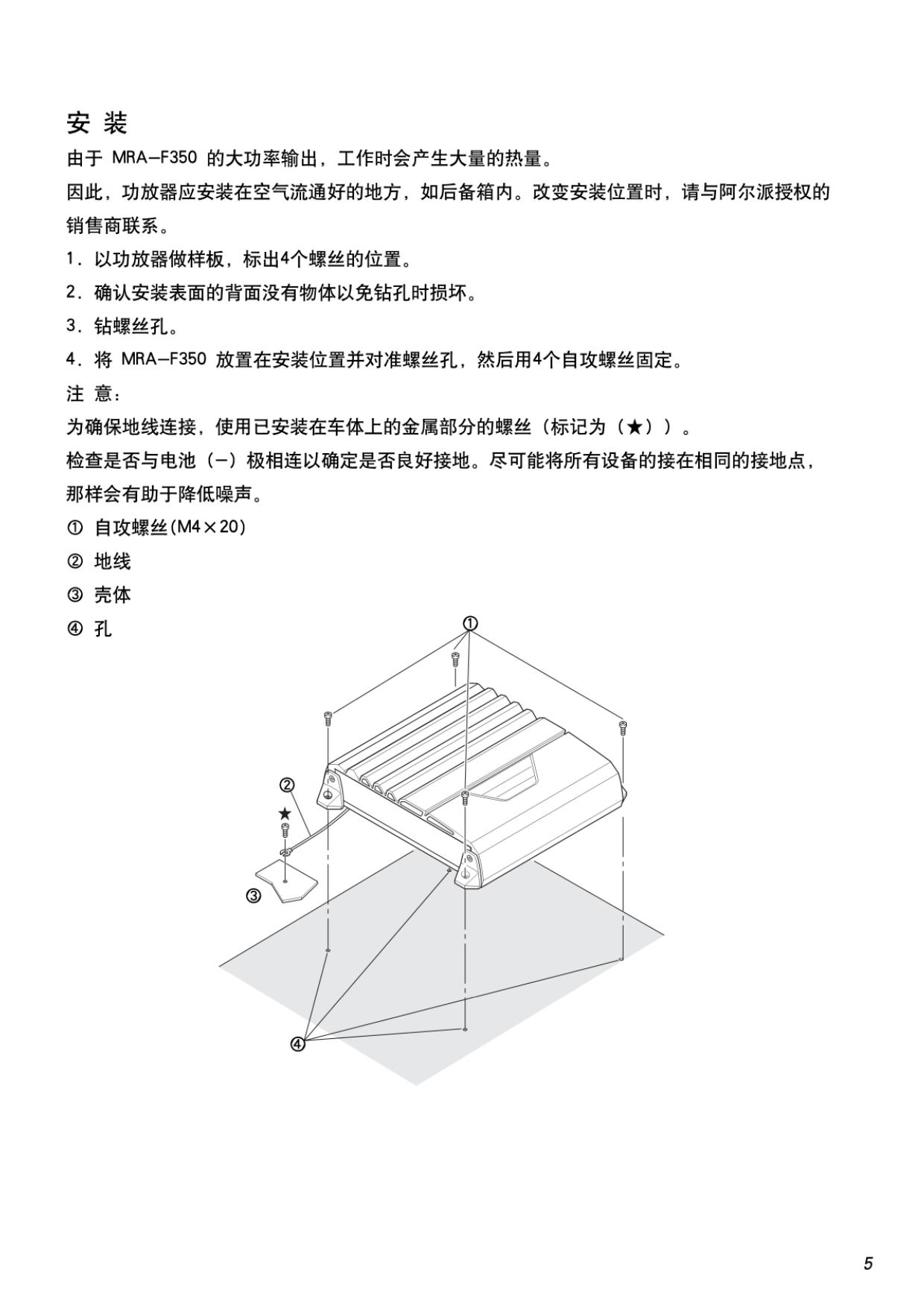 阿尔派MRA-F350型车载功放说明书