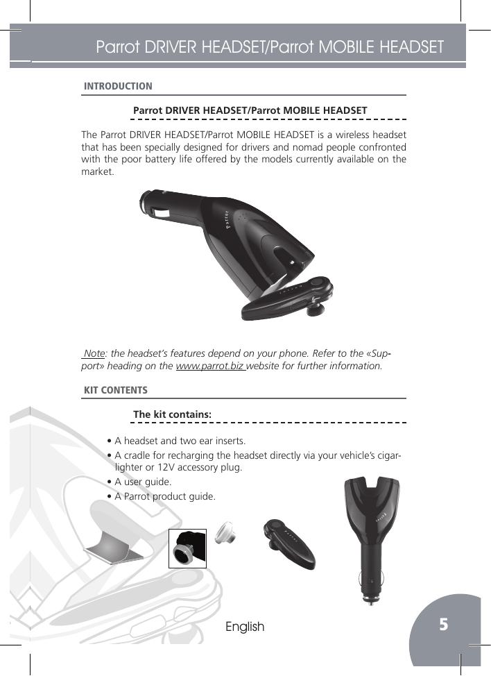 派诺特Parrot DRIVERHEADSET蓝牙耳机说明书