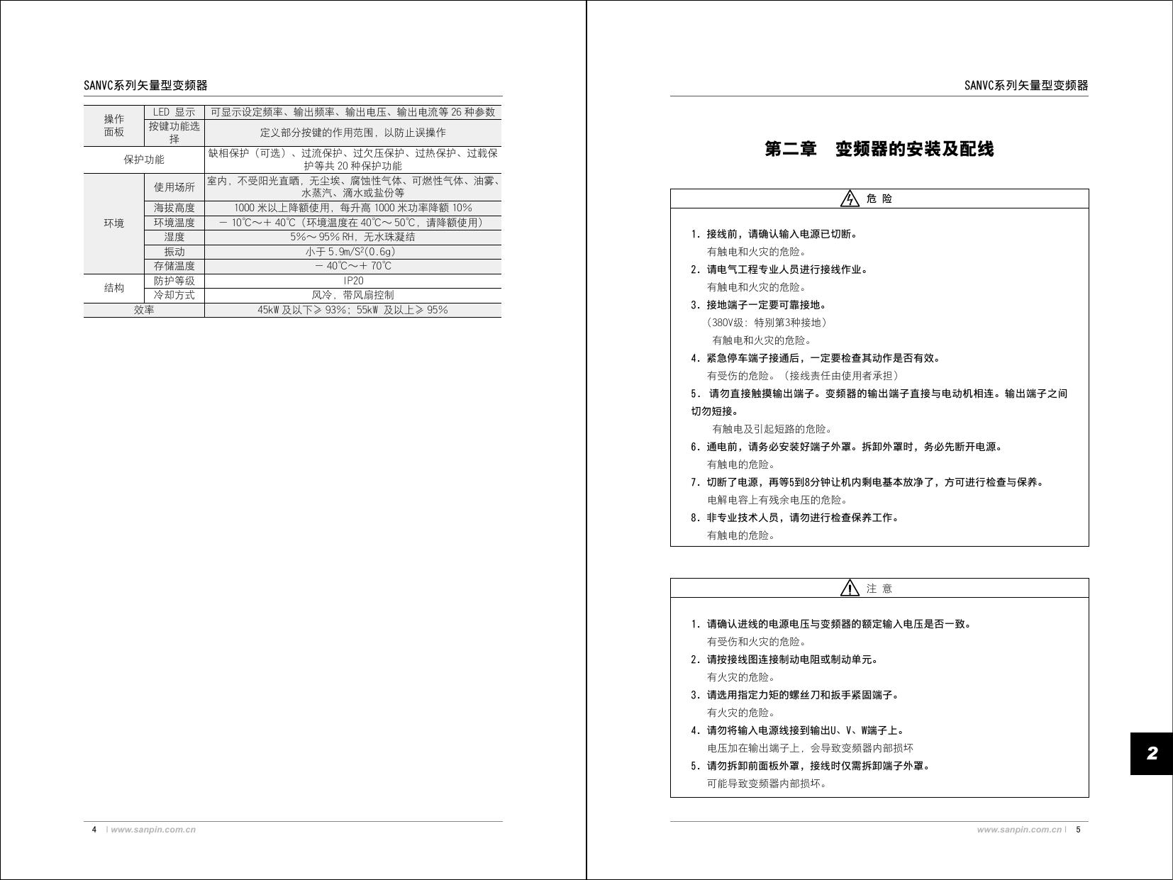 三品SANVC-4T0185G/P型变频器说明书