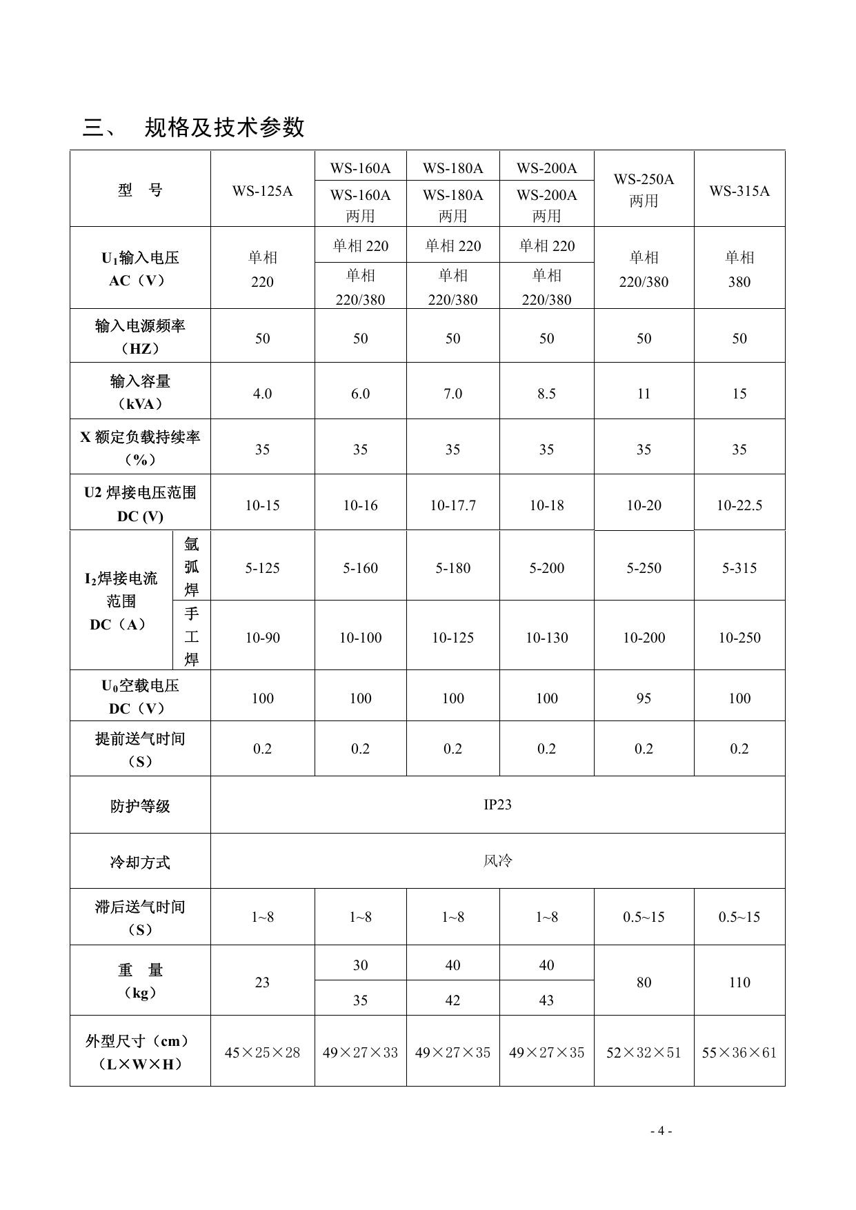 焊王WS-250A可控硅直流氩弧焊机使用说明书