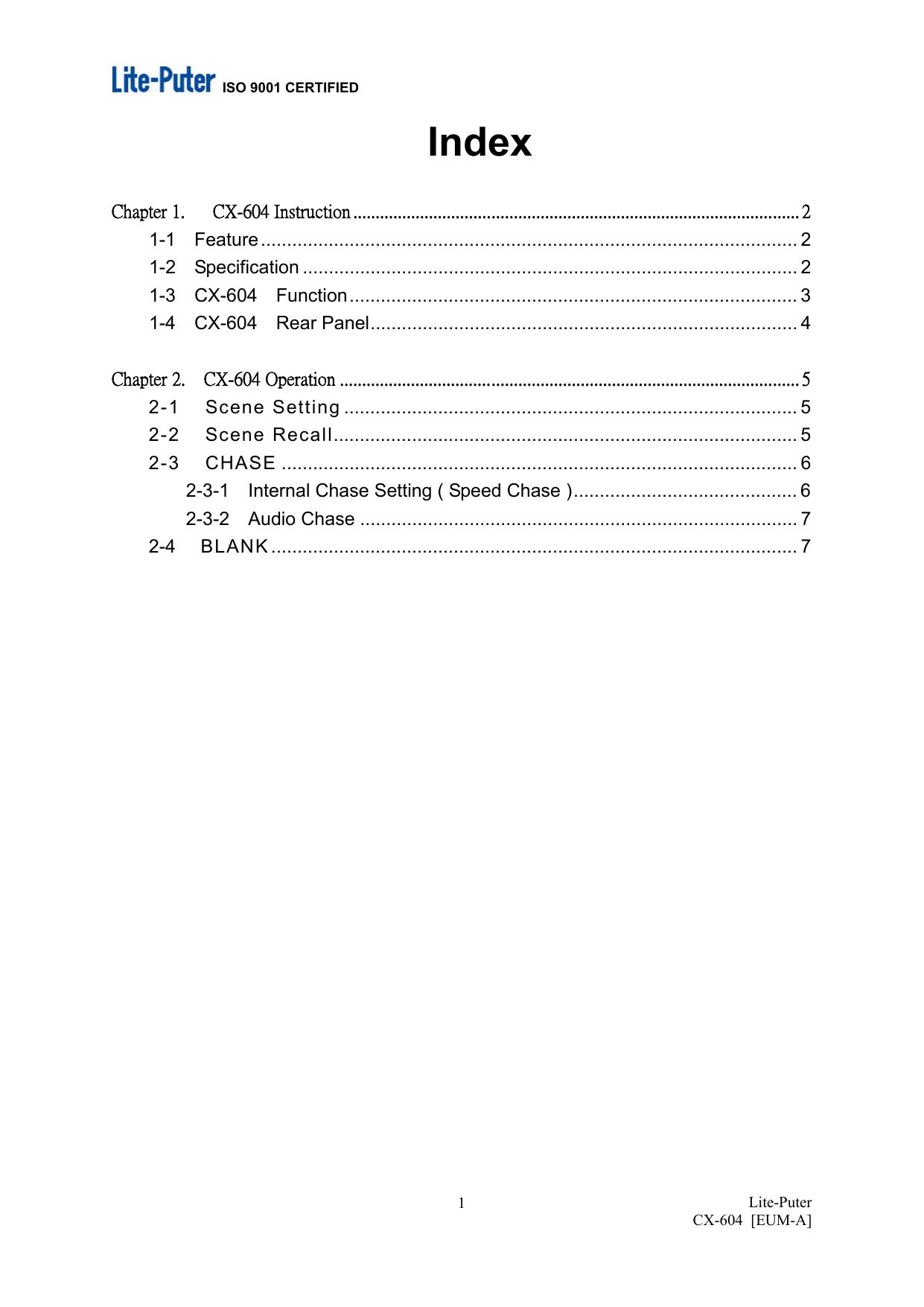 永林CX-604 6回路DMX调光控制器使用手册
