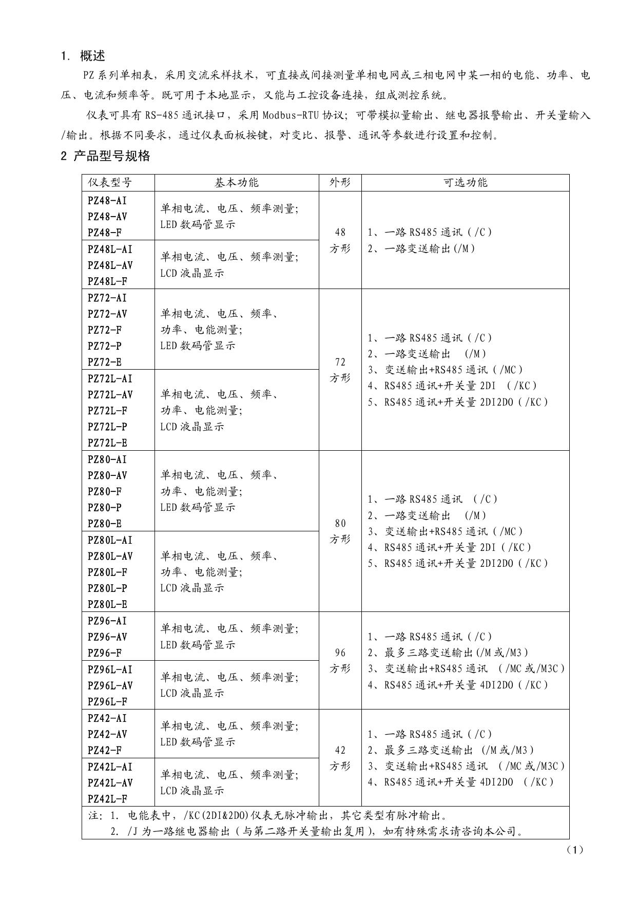 安科瑞PZ80-AI可编程智能电测表安装使用说明书