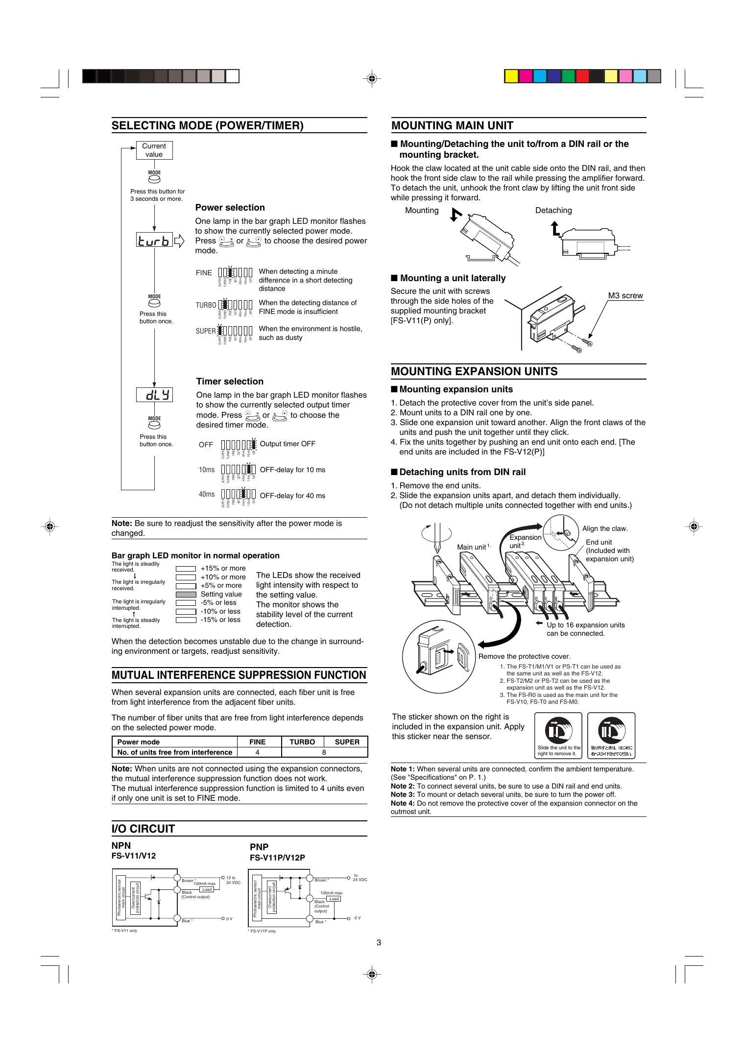&nbsp;基恩士 FS-V11型光电传感器 说明书