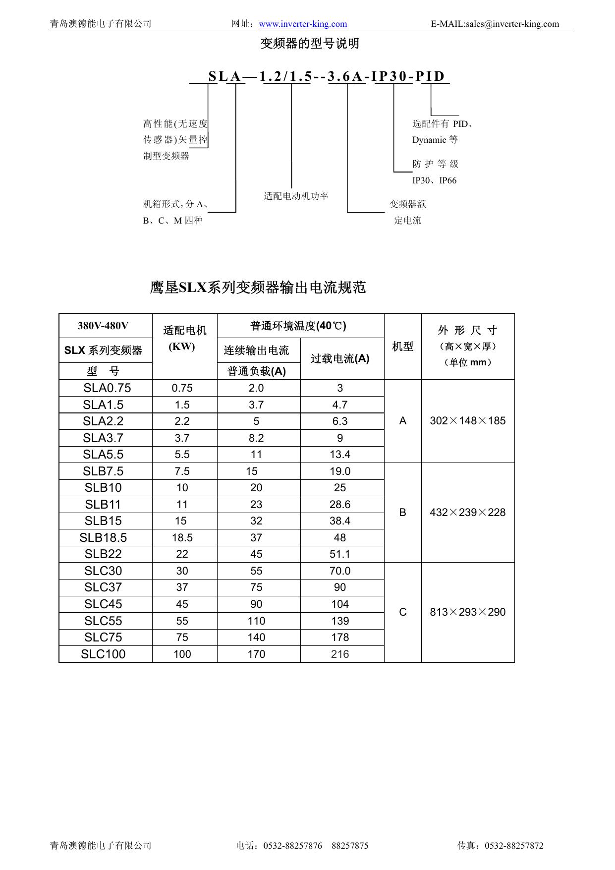 鹰垦SLC55变频器说明书