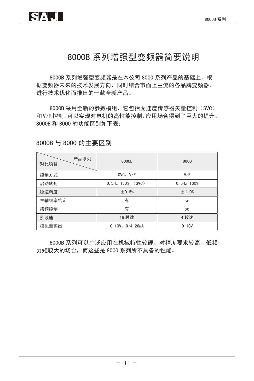 &nbsp;三晶 8000B-4T1R5GB增强型变频器 用户手册