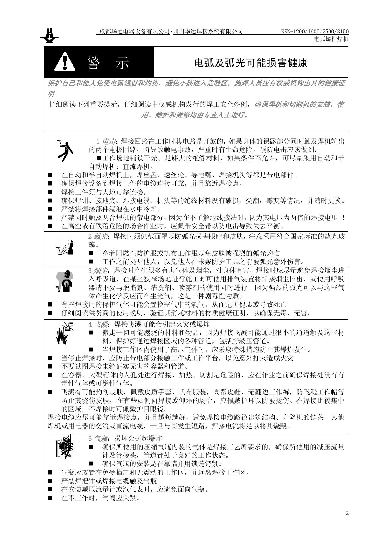 华远RSN-1200电弧螺柱焊机使用说明书