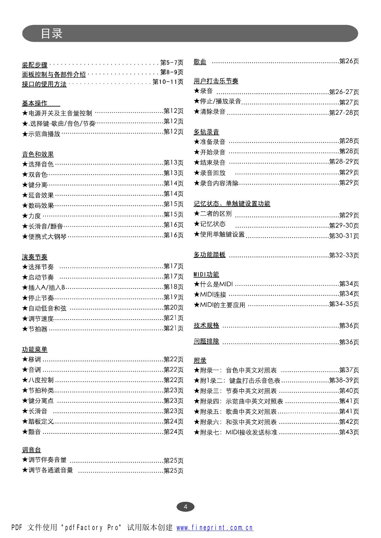 美得理DP-18数码钢琴说明书