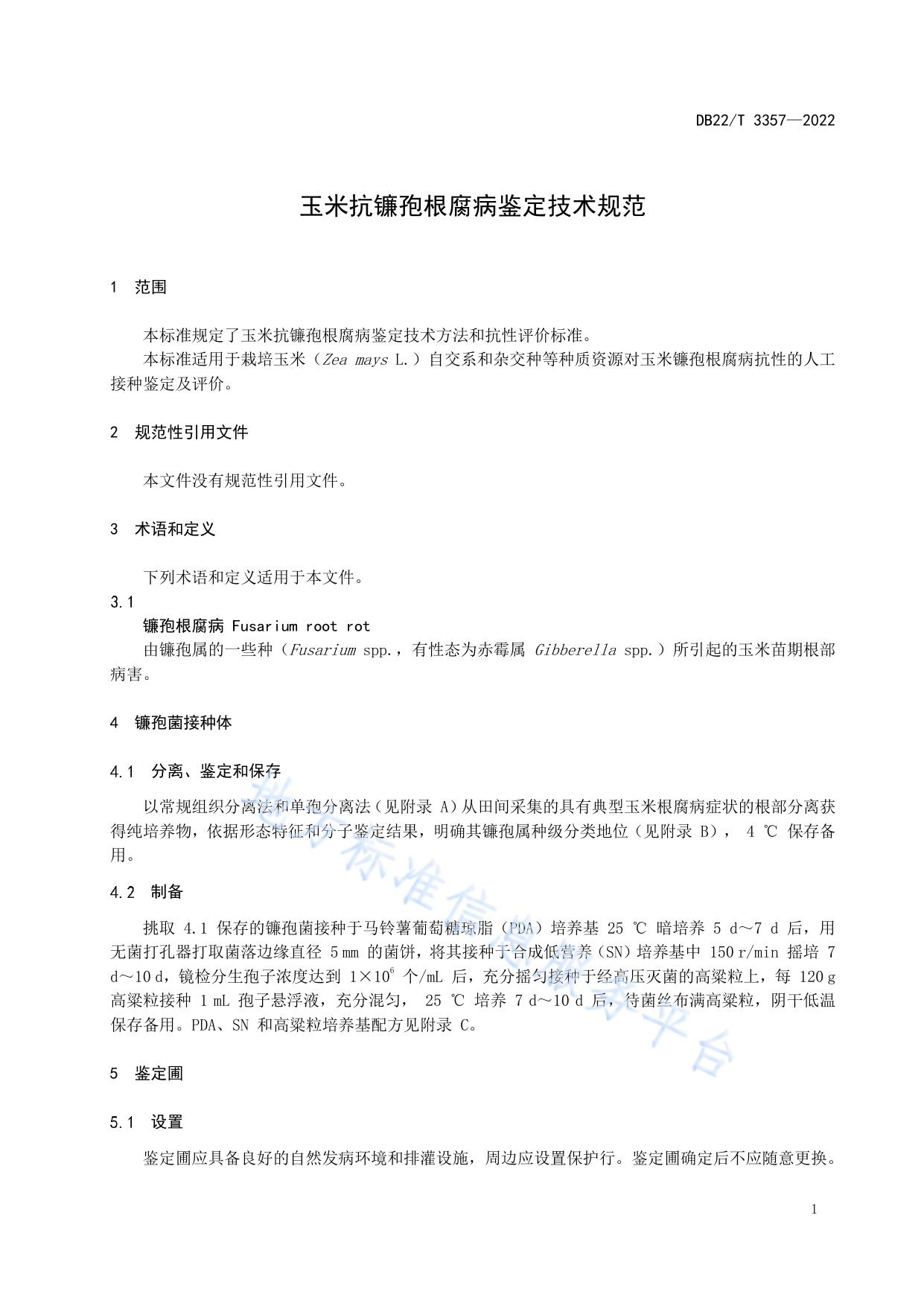 玉米抗镰孢菌根腐病鉴定技术规程