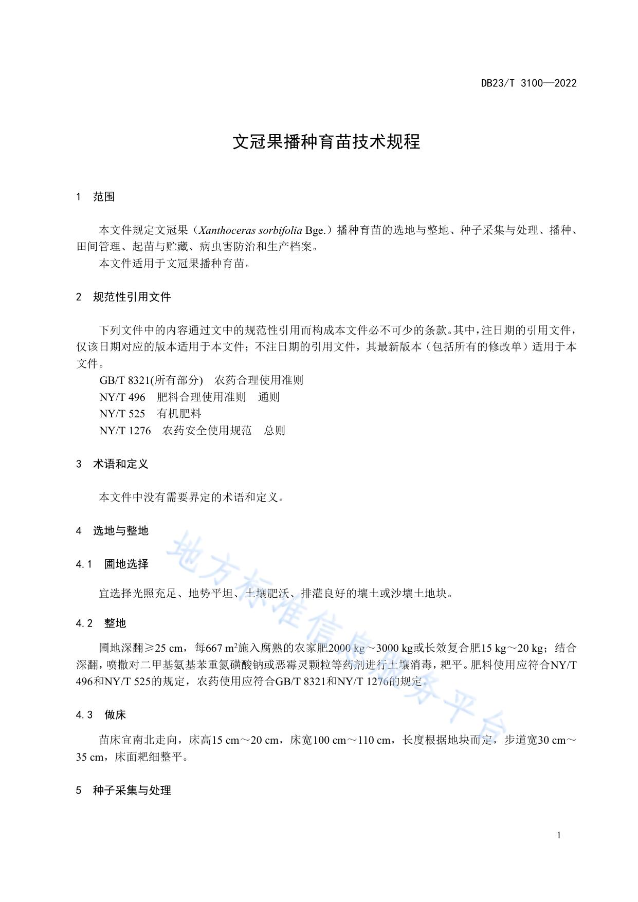 文冠果播种育苗技术规程