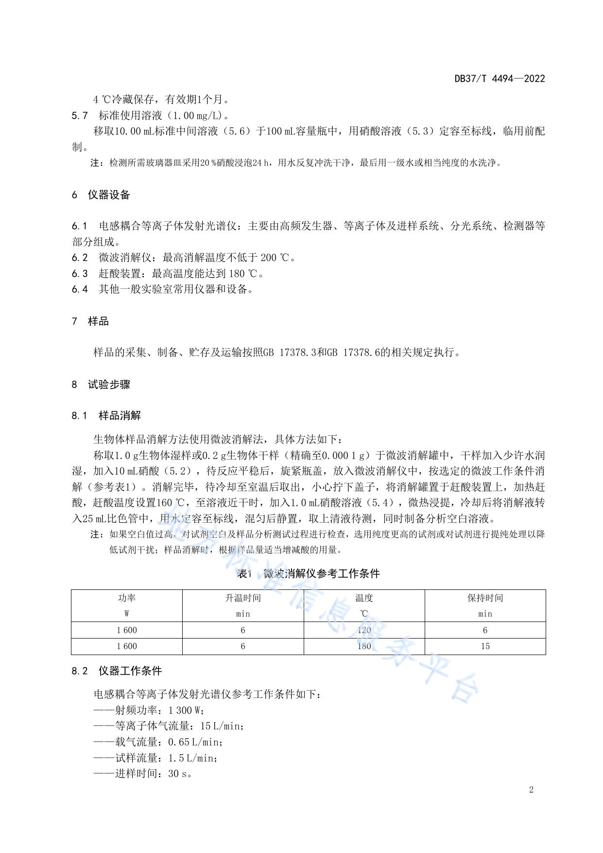 海洋生物体中主要重金属元素的测定  电感耦合等离子体发射光谱法
