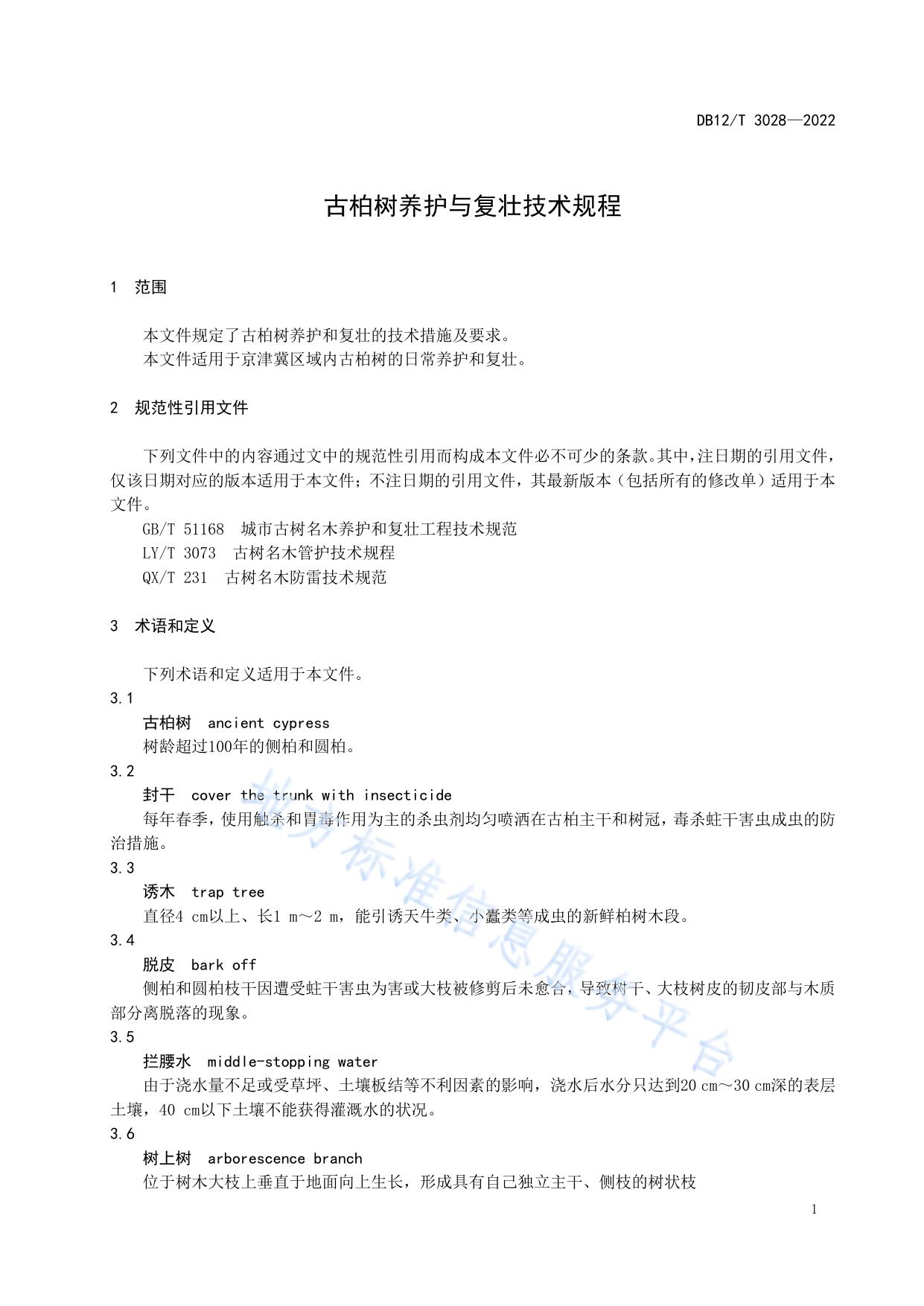 古柏树养护与复壮技术规程