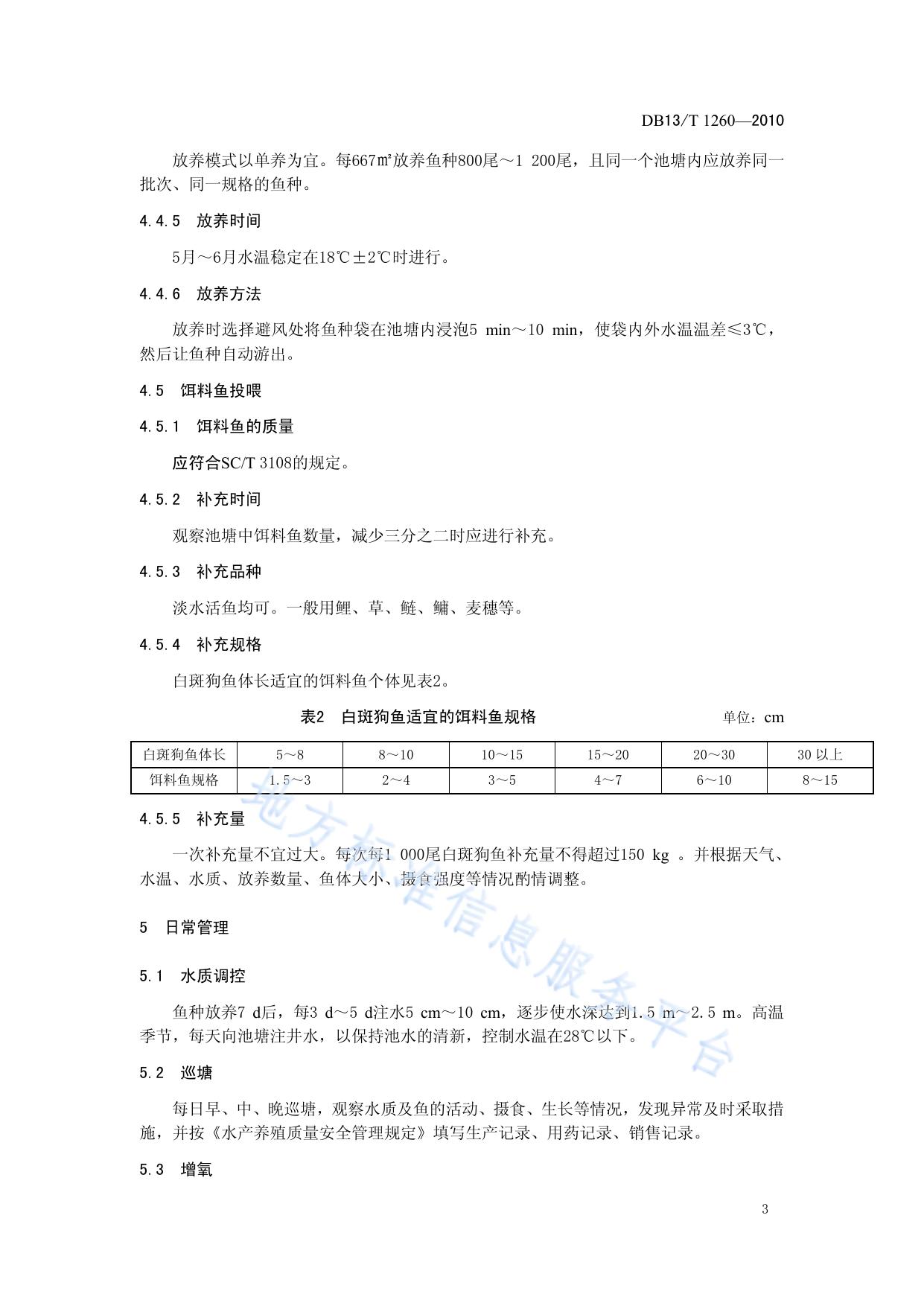 白斑狗鱼池塘养殖技术规范