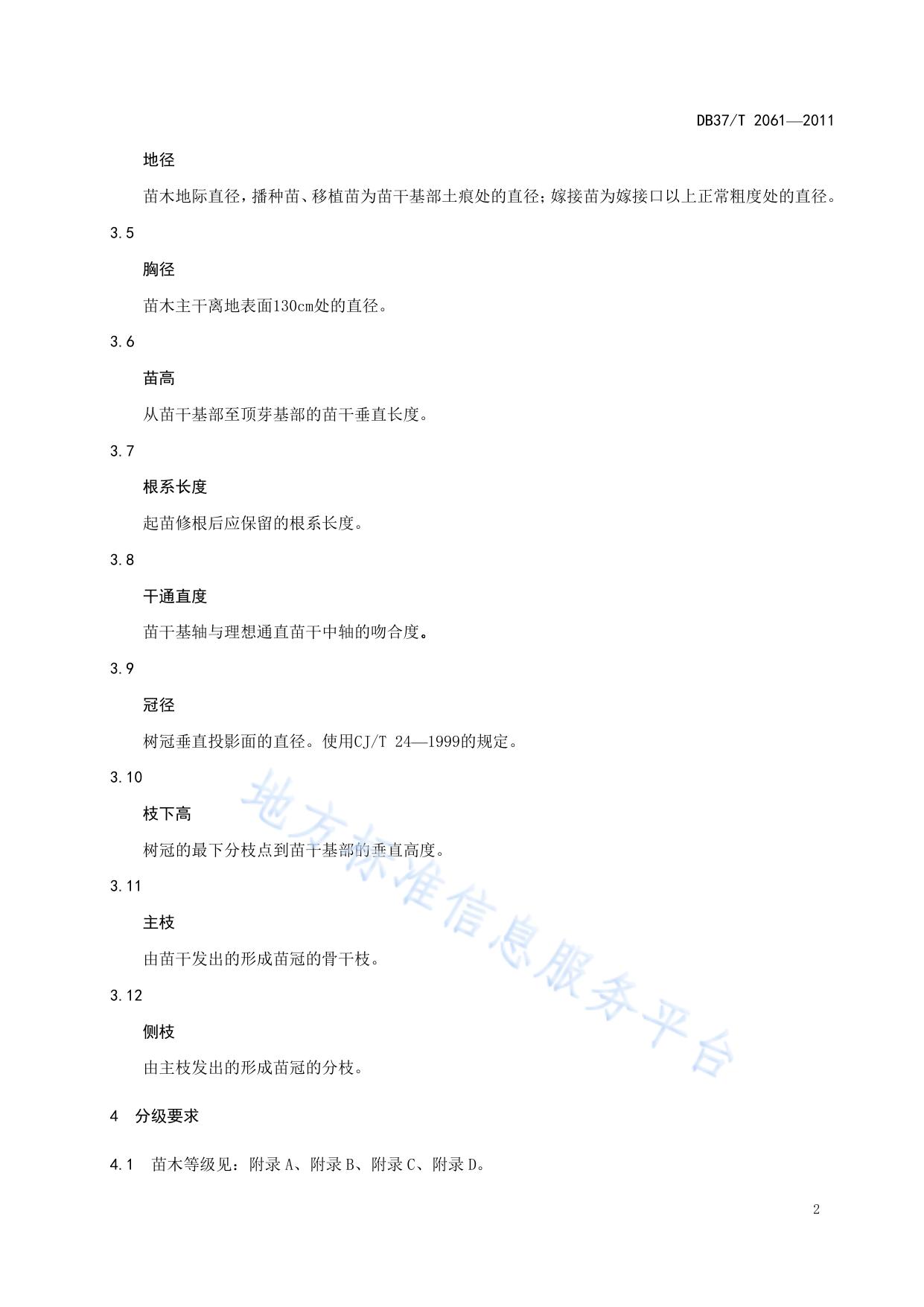 白蜡苗木质量分级