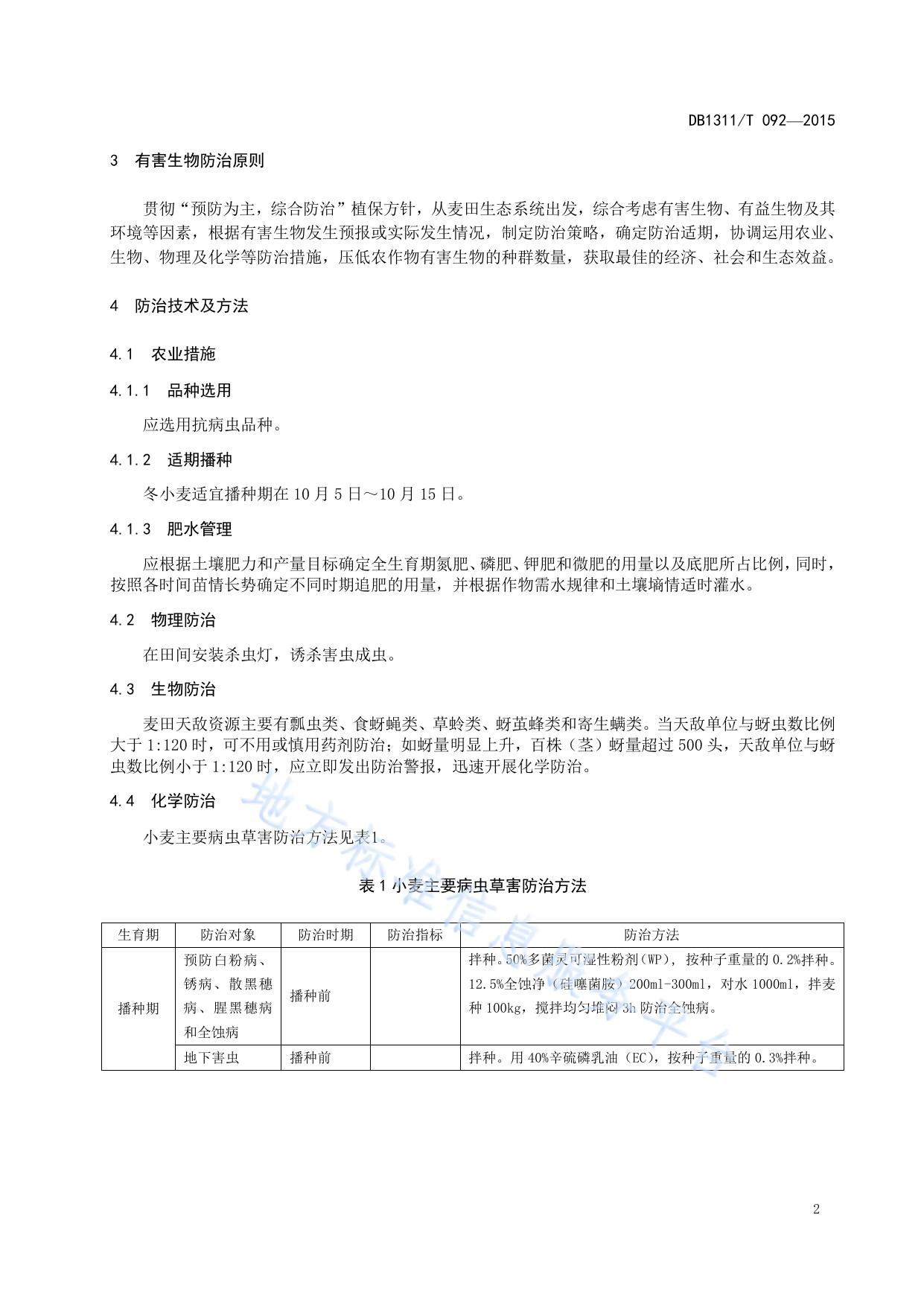小麦主要病虫草害防治技术规范