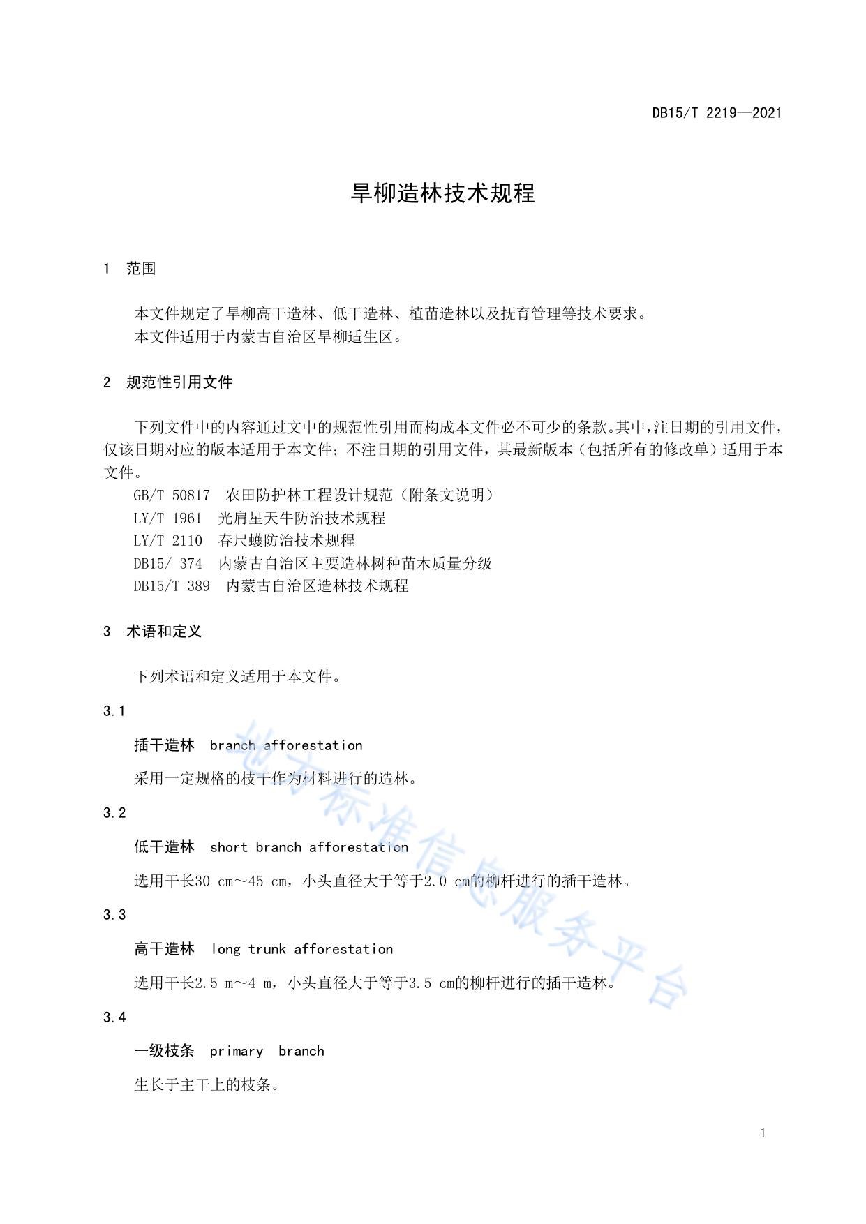 旱柳造林技术规程