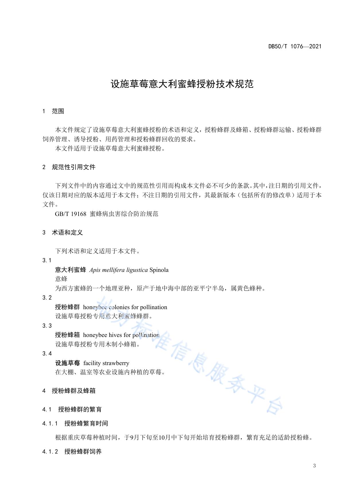 设施草莓意大利蜜蜂授粉技术规范