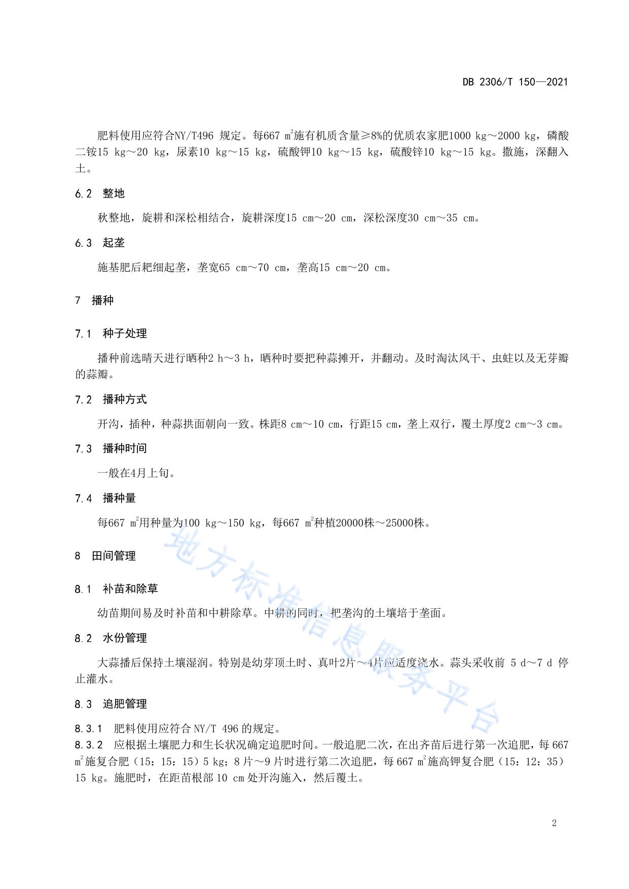大蒜生产技术规程